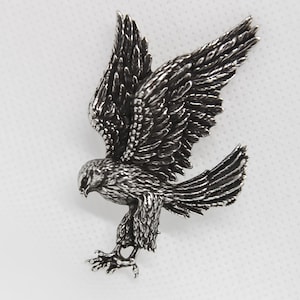 Pewter Pin Diving Hawk Handmade Badge Hawk Brooches Birds of Prey Hawk Jewelry I love Hawks WiLiJe