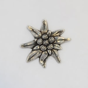 Large Brooch Edelweiss Handmade Pin Edelweiss Pewter Brooch Edelweiss Jewelry WiLiJe