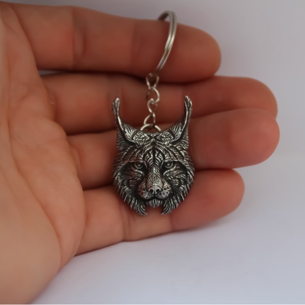 Perfect Keyring Lynx Handmade Keychain Lynx Head Pendant WiLiJe