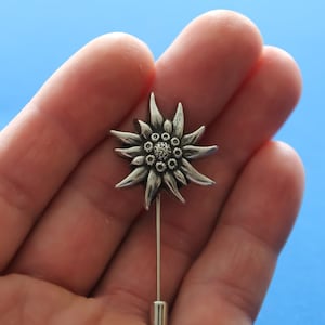 Lapel Pin Edelweiss Stick Pin Flower Edelweiss Jewelry WiLiJe
