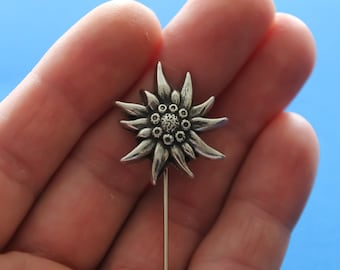 Pin de solapa con flor de Edelweiss, pin reversible WiLiJe