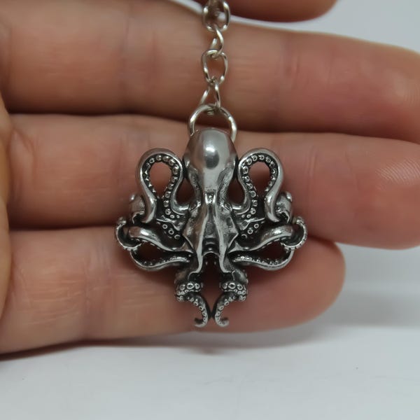 Realistische octopussleutelhanger, gedetailleerde Kraken-sleutelhanger, zeedierenbedel