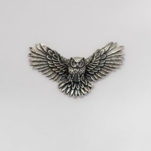 Outstanding Pin Eagle Owl Flying Highly Detailed Brooch Eagle Owl Handmade Badge Owl Jewelry I love Owls WiLiJe