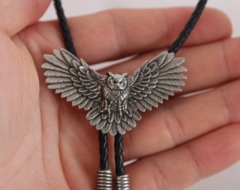 Wonderful Bolo Tie Flying Eagle Owl Handmade Tie Eagle Owl Western Tie WiLiJe