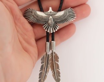 Amazing Bolo Tie Soaring Eagle Cowboy Tie American Flying Eagle Western Style WiLiJe