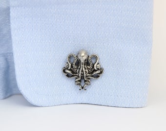 Octopus Cufflinks Handmade Metal Art Casting Jewelry