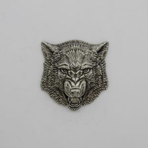 Pewter Pin Grinning Wolf Head Metall Badge Wolf Grins Handmade Brooch Wolf Jewelry I love Wolves Gifts WiLiJe