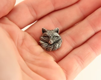 Pewter Pin Cunning Fox Handmade Brooch Fox and Tail Relief Badge Fox Jewelry WiLiJe