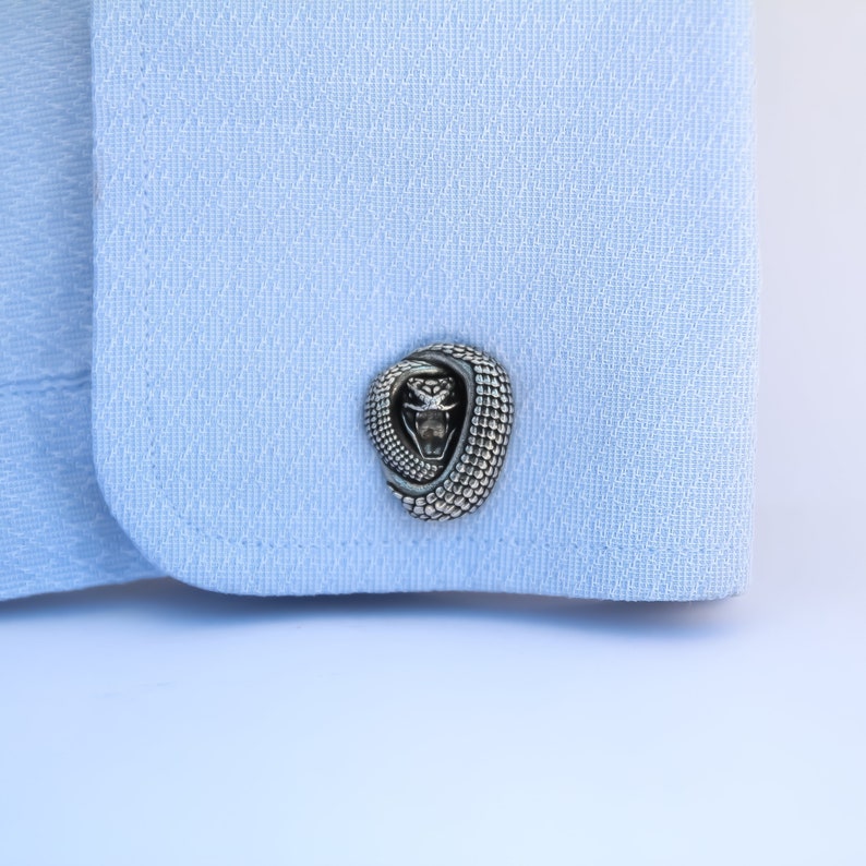 Exclusive Cufflinks Snakes Angry Handmade Cufflinks Snake Jewelry I love Snakes WiLiJe zdjęcie 2