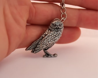 Keyring Rabbit Owl Pewter Keychain Owl Jewelry I love Owls WiLiJe