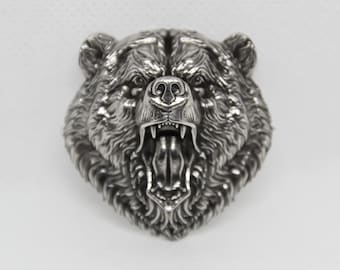 Brutal Badge Angry Bear Pewter Pin Bear Jewelry I love Bears WiLiJe