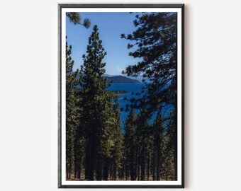 Lake Tahoe Photography Print: Forest, Mountain, and Pine Tree Wall Art