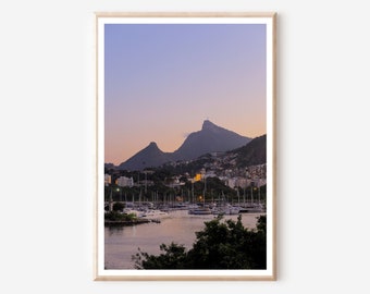 Impression coucher de soleil à Rio de Janeiro : photographie de montagne, art mural voyage (téléchargement numérique)