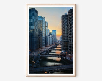 Chicago Sunset Cityscape Photography Print (Digital Download)