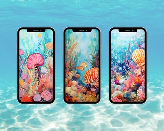 Ocean Life iPhone Wallpaper - Under The Sea Lock Screen (Digital Download)