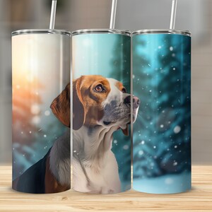 Beagle Dog in Winter, 3 Designs -  20 oz Skinny Tumbler Wrap Design | Template for Sublimation PNG | DIGITAL DOWNLOAD