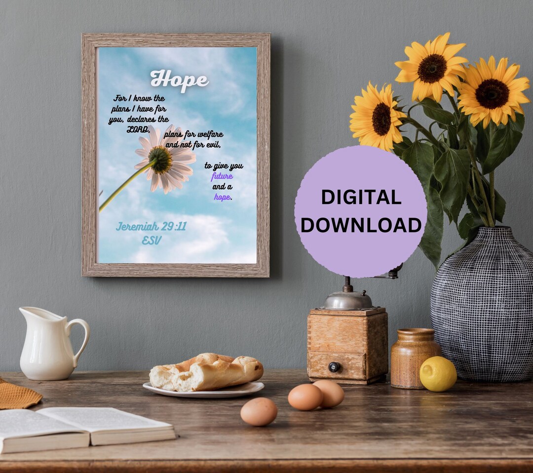 Hope Wall Art, Bible Verse Poster for Christians, Scripture Art Print