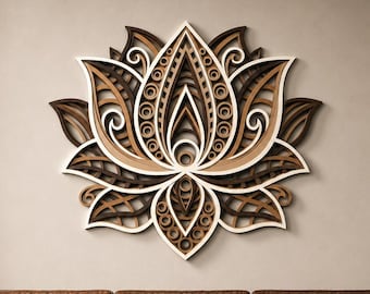 Lotus Mandala SVG | 5 Layer Laser Cut File | Japanese Zen Wall Art