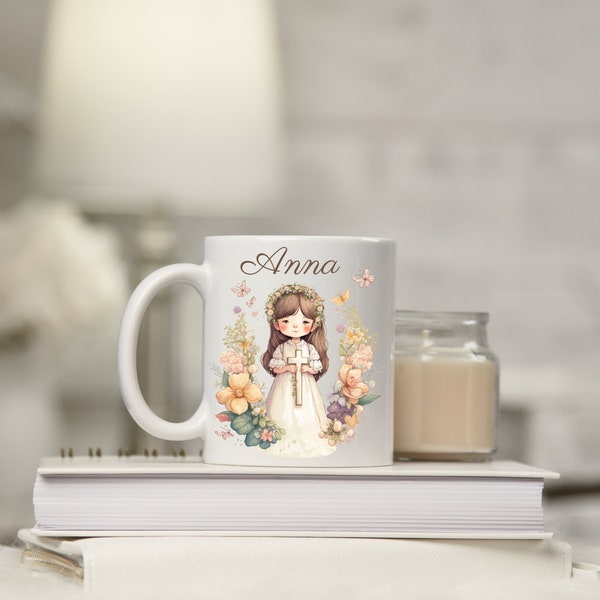 Mug première communion, première communion fille, cadeau première communion fille ,tasse prénom fille,tasse prénom enfant,tasse catholique