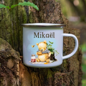 Personalized Winnie cup, first name teddy bear cup, Winnie gift, personalized boy gift, personalized girl gift, Winnie mug, school cup