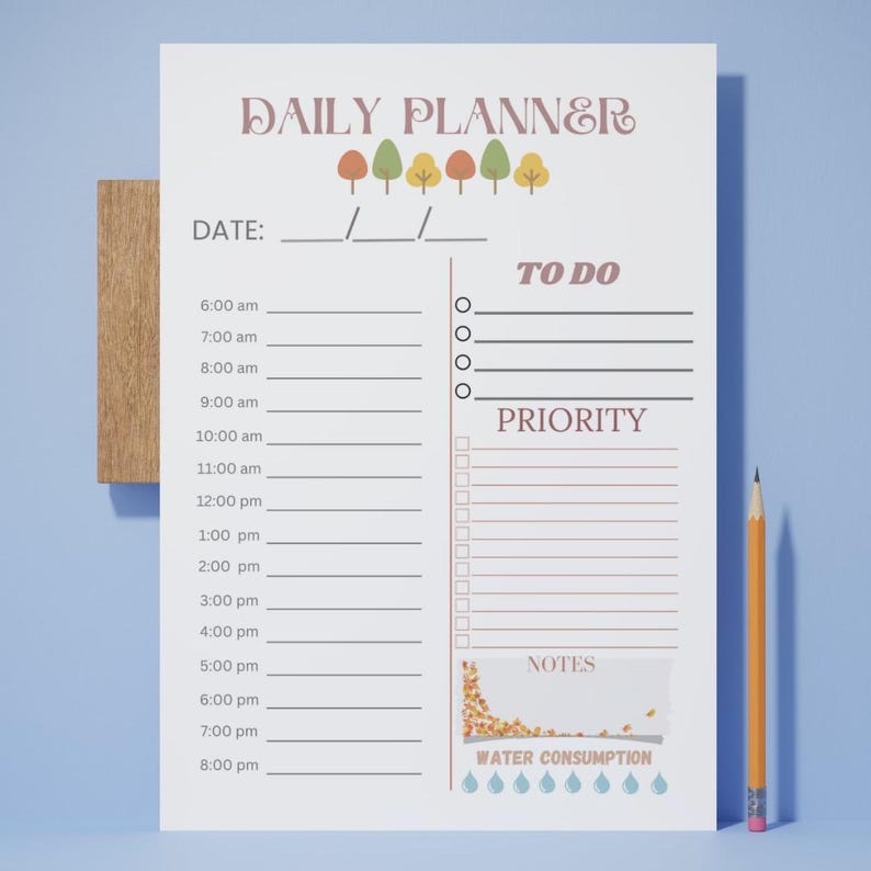Fall Daily Planner Printable| to Do List| Priority List| Water ...