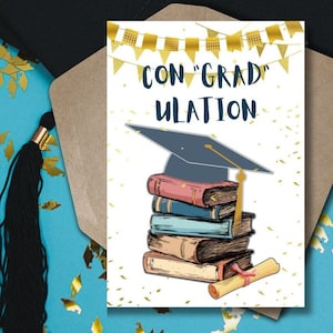 Cartão de formatura|Download instantâneo|Para impressão|Arquivo PDF|Com a inscrição "GRAD"| Cartão de trocadilho.