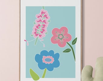 Illustration de belles fleurs - Poster en téléchargement numérique