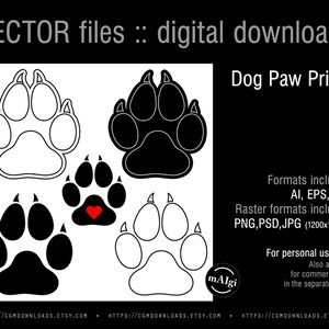 Dog Paw Prints | Puppy Pawprints | Silhouette Animal Pet Paws | Vector Files | ai eps svg png psd jpg | Digital Download | Personal Use