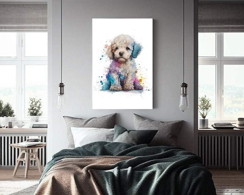 Poodle Puppy Wall Art 01 | Dog Poster Art | Watercolor Puppy AI Art ...