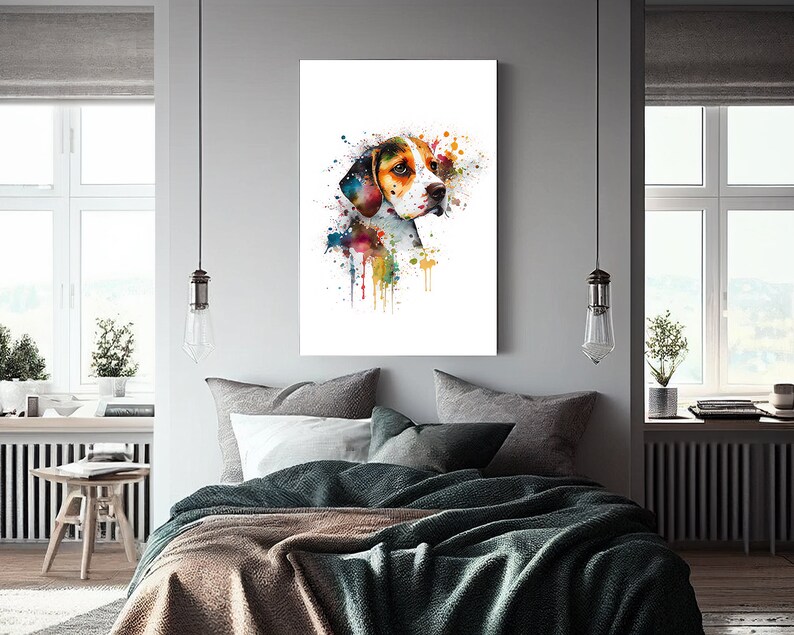 Beagle Puppy Wall Art 01 | Cute Dog Poster Art | Watercolor Puppy AI ...