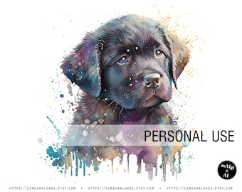 Watercolor Labrador Puppy Portrait: Dog Wall Art (Digital Download)