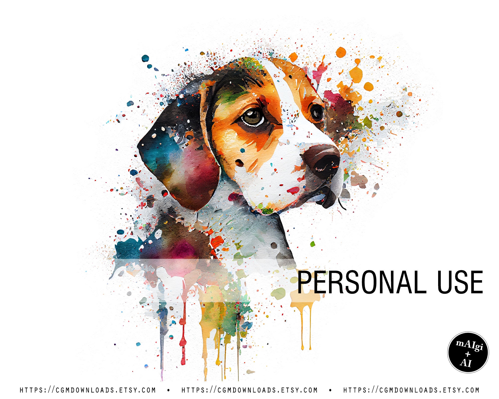 Beagle Puppy Wall Art 01 | Cute Dog Poster Art | Watercolor Puppy AI ...
