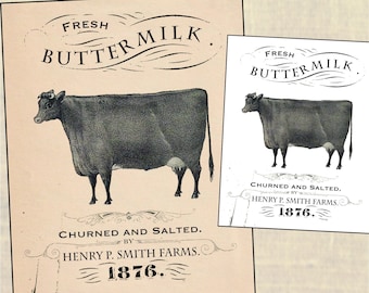 Primitive Buttermilk Label - Digital Download - Dairy - Farmhouse - Pantry Crock - Cupboard