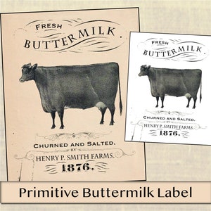 Primitive Buttermilk Label Digital Download Dairy image 1