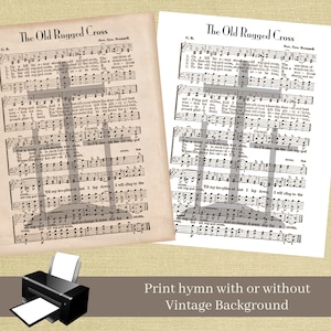 The Old Rugged Cross Hymn Sheet Music - Christian Songs Printable - Digital Hymn Print - Christian Sign - Wall Art