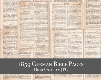 Antique German Bible Pages: 1859 Vintage Ephemera (Digital Download)