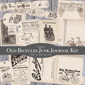 Kit de diário de lixo para anúncios de bicicletas antigas - Anúncios de bicicletas antigas - Bicicleta antiga, coisas efêmeras para impressão, download digital - JPG PDF