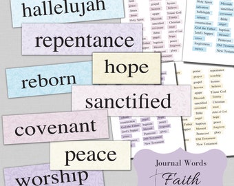 Faith Journal Words: Christliche Ephemera Verzierungen (Digitaler Download)