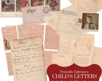 Vintage Child's Letters Ephemera: Printable Junk Journal Kit (Digital Download)