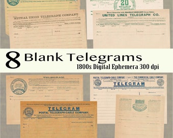 Vintage 19e-eeuwse telegramsjabloon: afdrukbare antieke ephemera (digitale download)