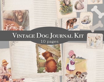 Vintage Puppy Junk Journal Kit: Dog Lover Ephemera (Digital Download)