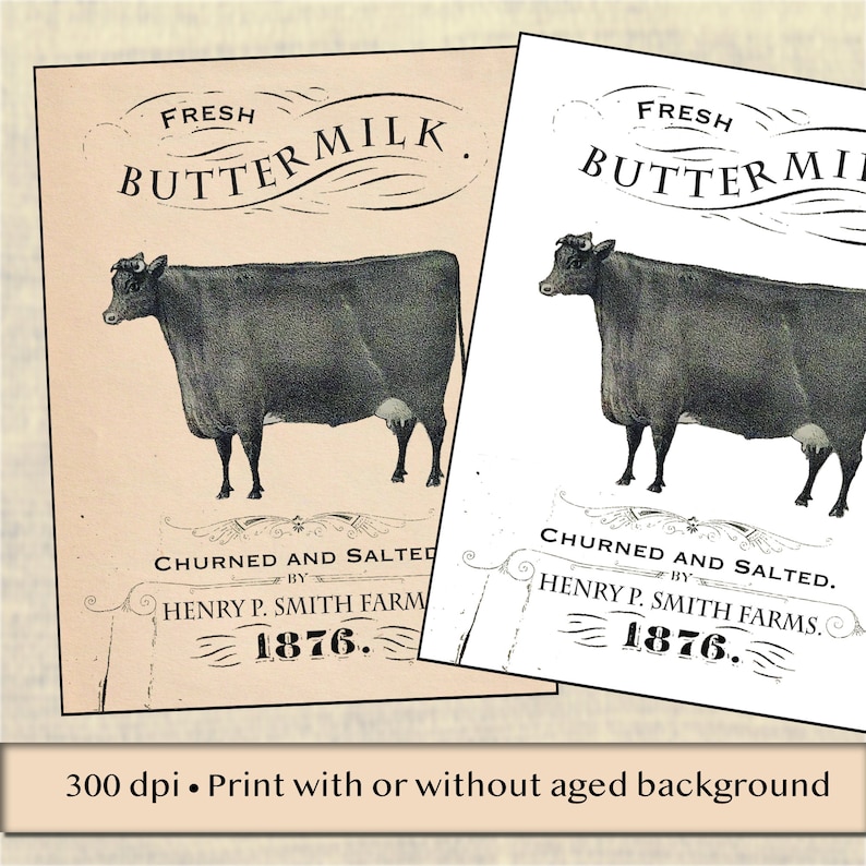 Primitive Buttermilk Label - Digital Download - Dairy - Farmhouse ...