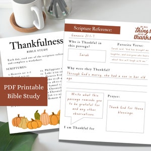 Thankfulness Bible Study Template, Printable Grateful Heart, Thanksgiving Bible Journal, 3 week Thankful Scripture Devotional