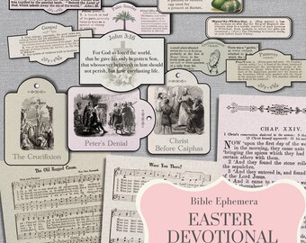 Lent Bible Journaling - Easter Ephemera - Printable Faith Prayer Journal Supplies - Scrapbook - Inspirational - Ink Saver Version - Collage