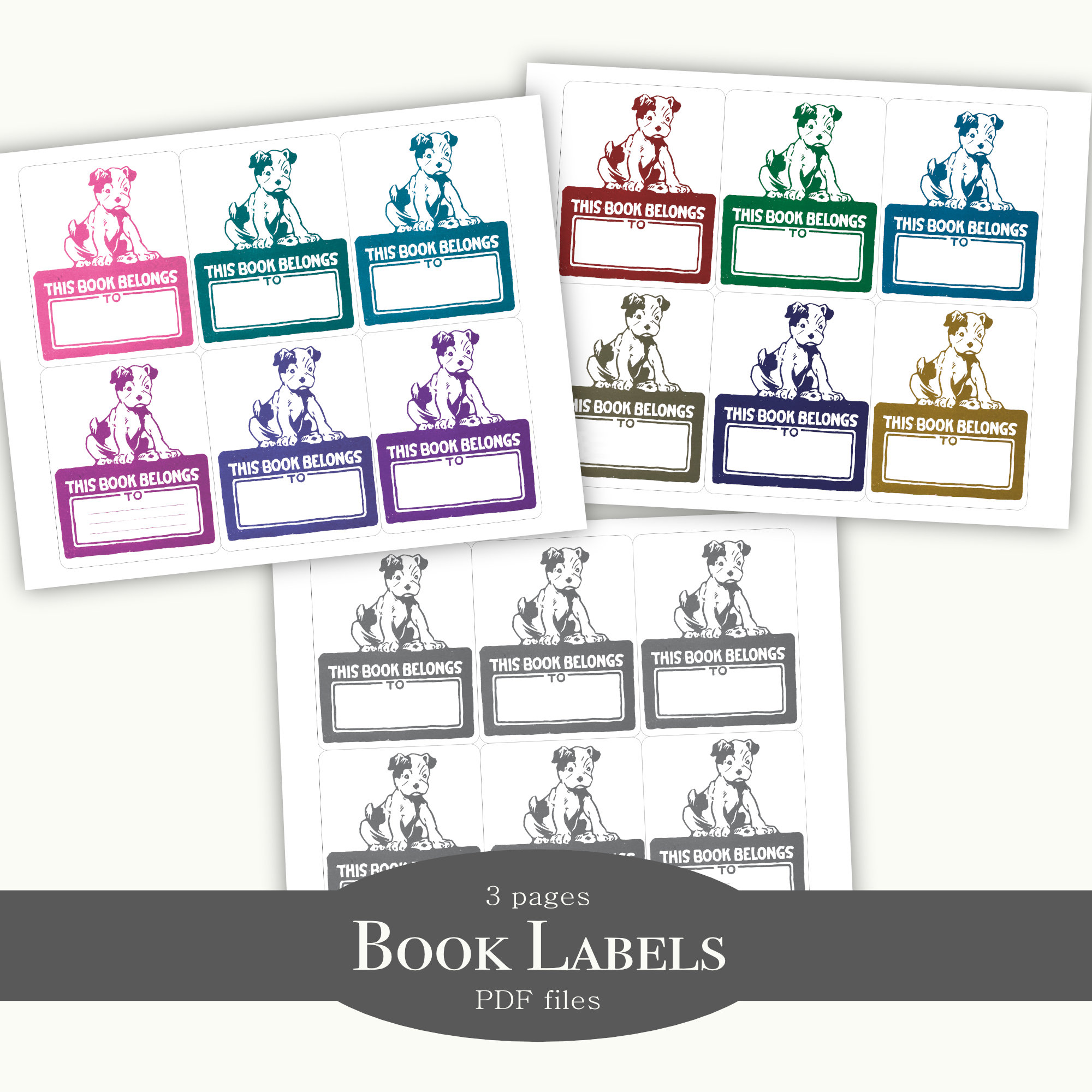 Printable This Book Belongs to Book Label | Dog Book Plate | Puppy Kids ...