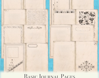 Druckbare leere Journal Seiten - Basic Junk Journal Papiere - Digital Download Template Ephemera Pack - Vintage Papers