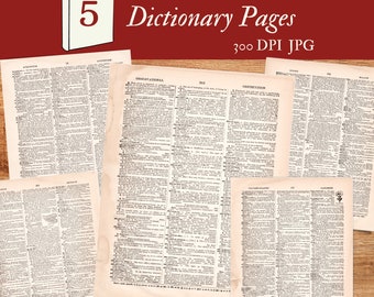 Printable Antique Dictionary Pages: 1883 Vintage Illustrations (Digital Download)