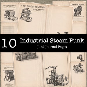 Industrial Grunge Distressed Journal Paper - Gentleman&#39;s Junk Journal -  10 Printable Machines Journal Pages - Digital Download