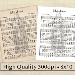 What a Friend We Have in Jesus Hymn Sheet Music - Christian Songs Printable - Digital Hymn Print - Christian Sign - Wall Art