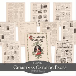 Printable Antique Christmas Catalog Pages - Vintage Book Papers Junk journal - Order Form - Cards - Books - Holiday Ephemera